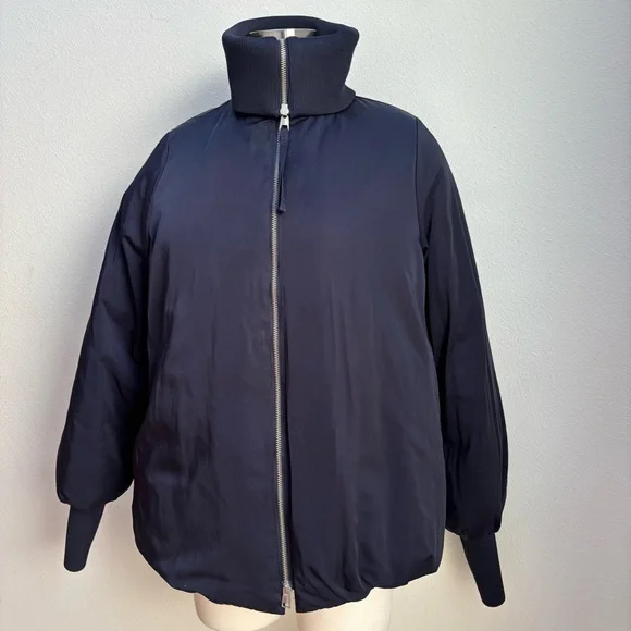 Cos Ribbed Collar Puffer Jacket Oversized Relaxed A Line Down Navy